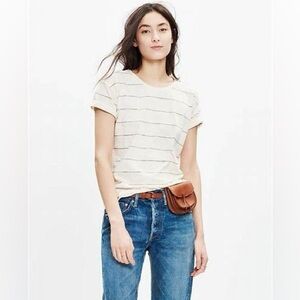Madewell Slub Crewneck Tee in Minimal Stripe Size L